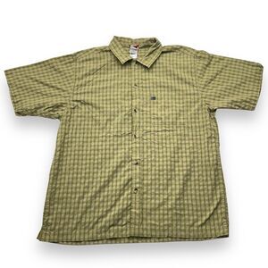 Mens NORTH FACE Fishing Hiking Guide Mesh Short Sleeve Shirt Green Check L